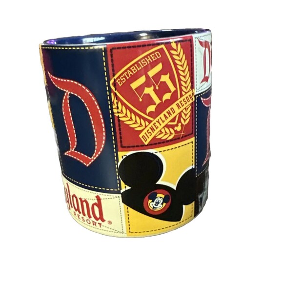Disneyland Resort Mug Coffee Patchwork Mug Vintage 1955 Retro 14oz Excellent Vtg - Picture 2 of 7